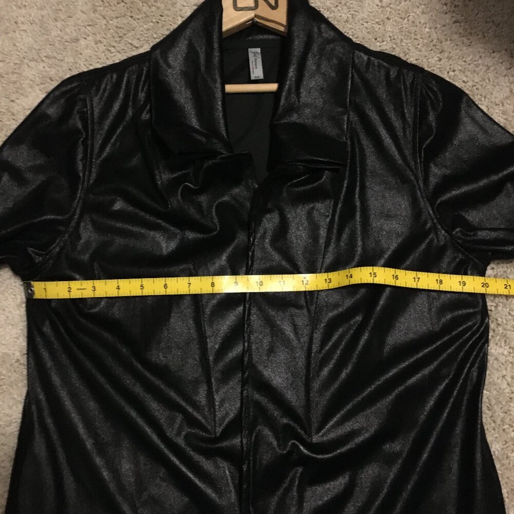 Gilmour Vancouver Long Black Shiny Y2K Cyberpunk Open Cardigan - Picture 12 of 16
